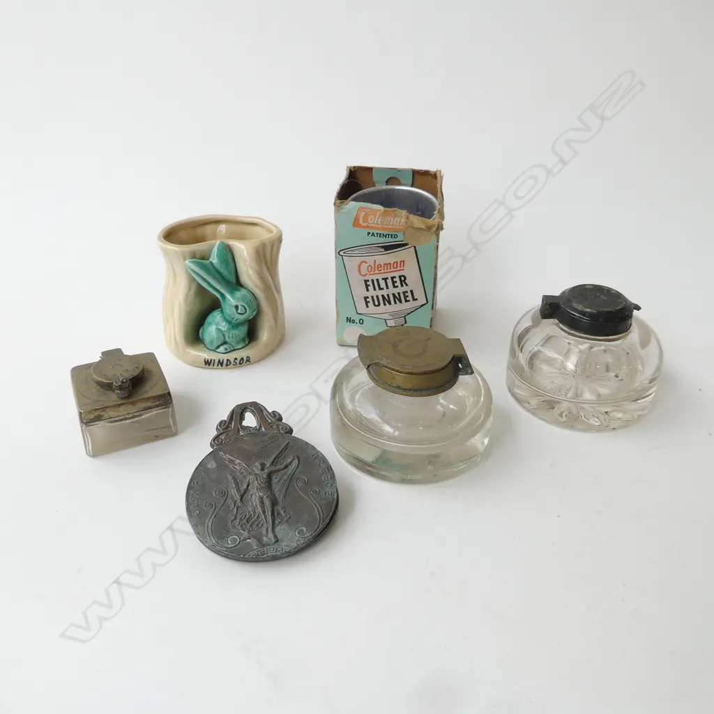 6 ASST. ITEMS; INKWELLS ETC Image 1++