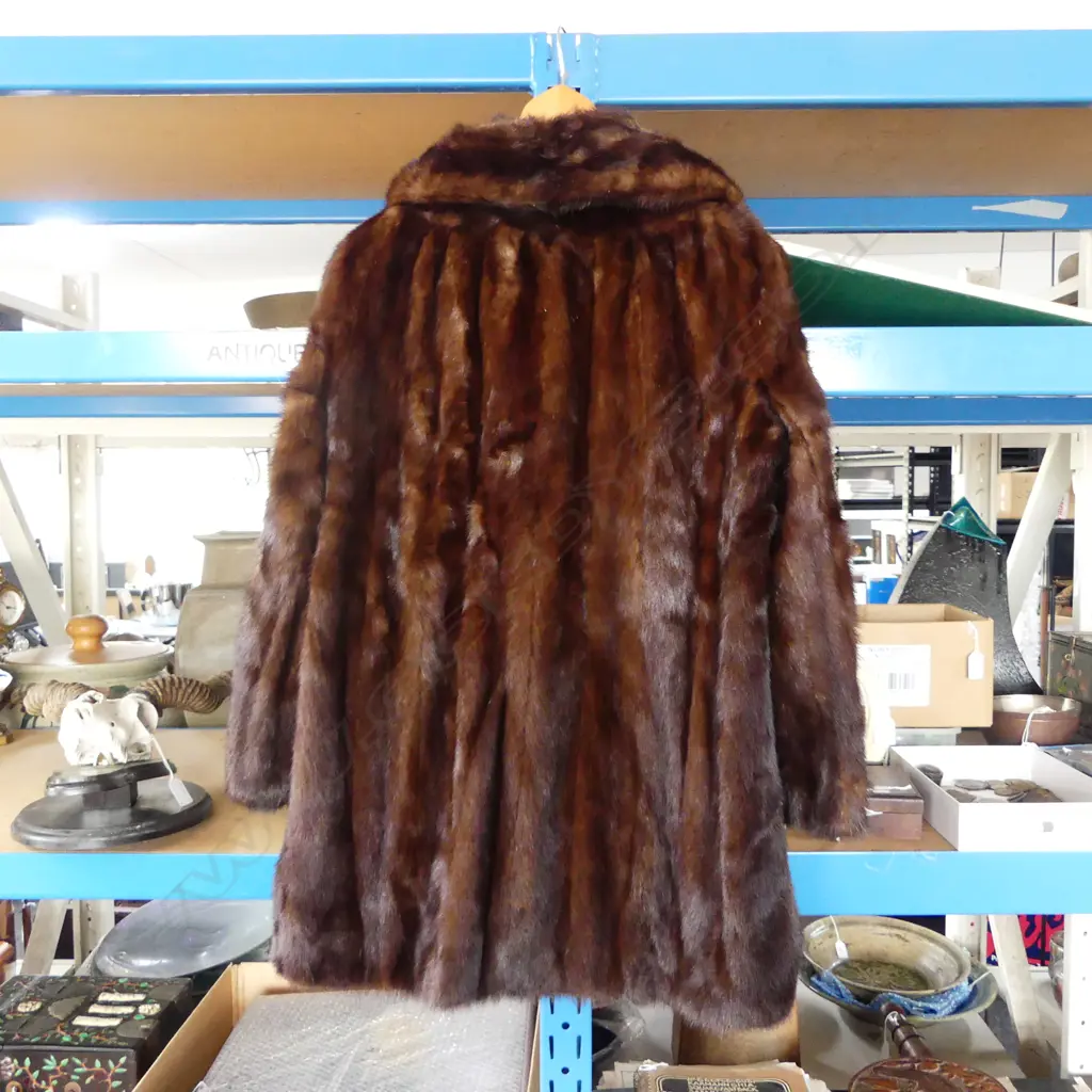 VINTAGE MINK JACKET - DEEP CHOCOLATE BROWN - ROUND COLLAR Image 1++