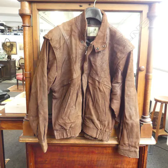 LEATHER JACKET (CHOCOLATE BROWN) SIZE L