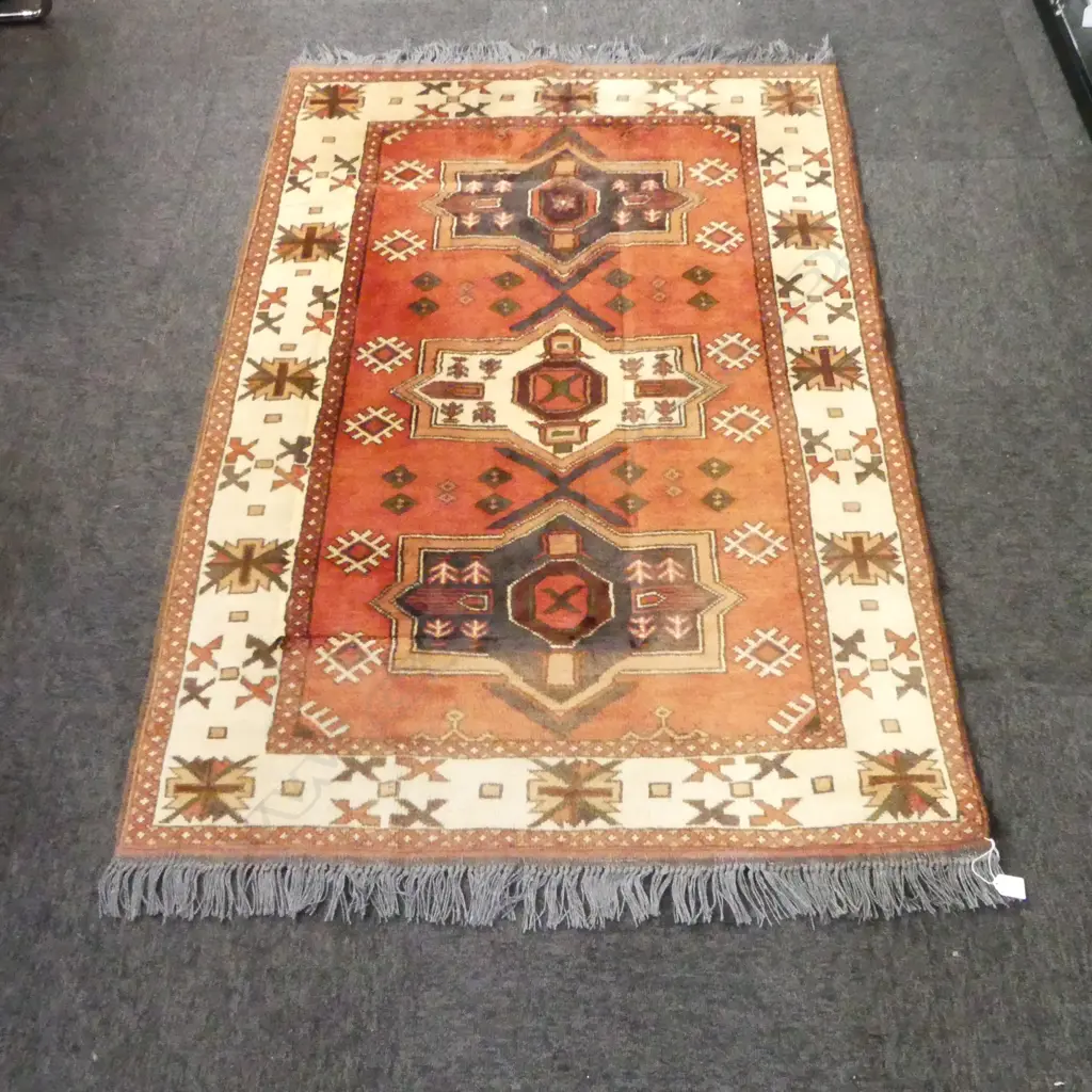 HAND KNOTTED ALL WOOL KARGHAI RUG 1500x1040mm Image 1++