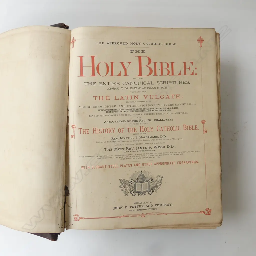 ANTIQUE LEATHER BOUND BIBLE H.315mm Image 1++
