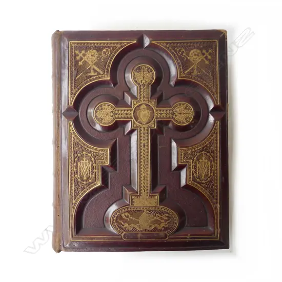 ANTIQUE LEATHER BOUND BIBLE H.315mm