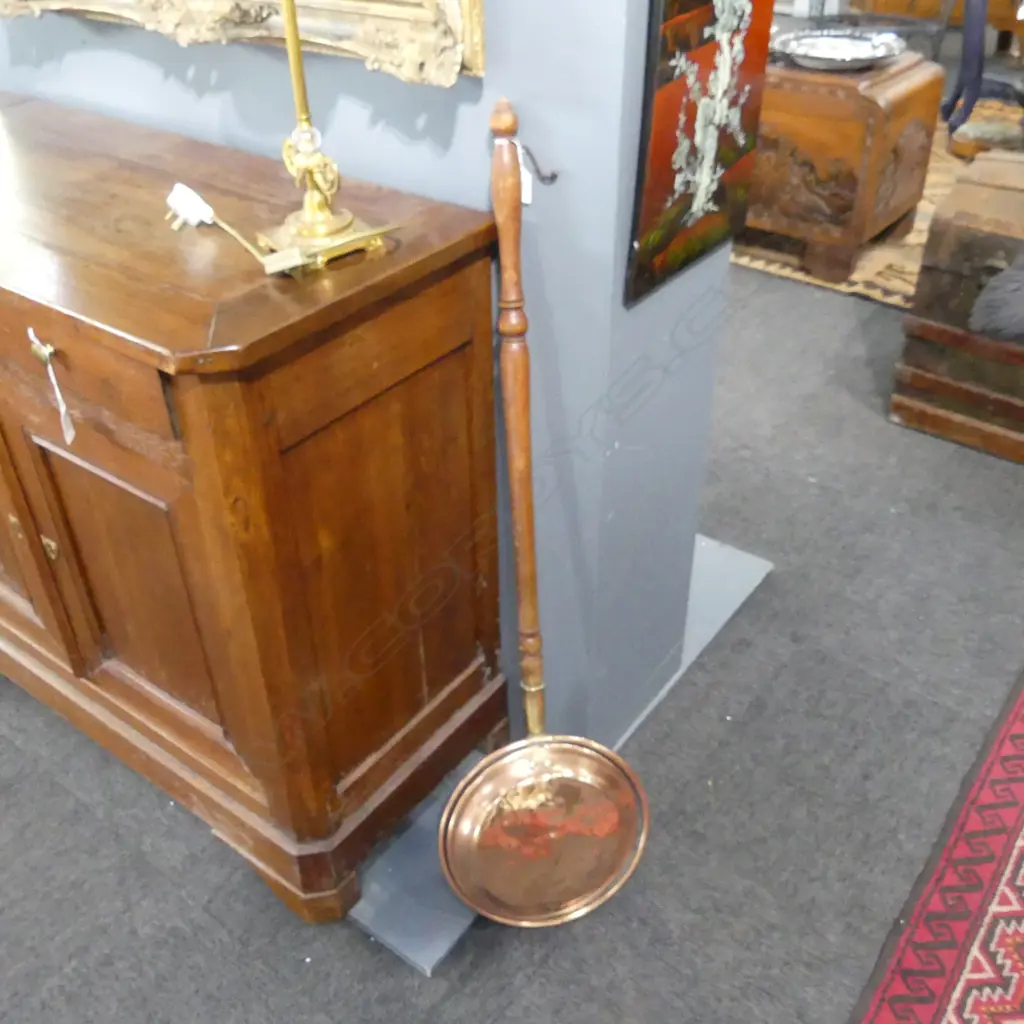 OLD COPPER BED WARMER PAN L.1070mm Image 1++
