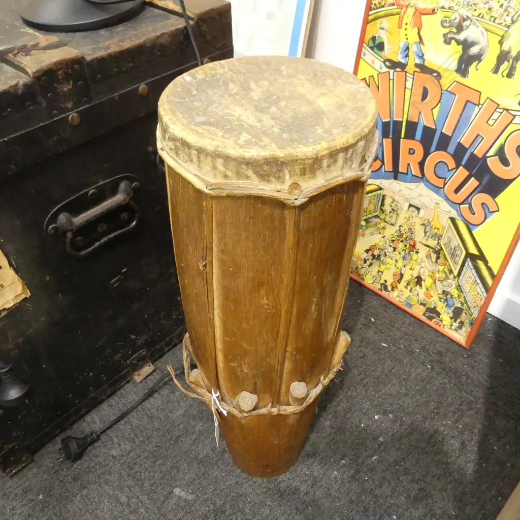TRIBAL WOODEN DRUM H.600mm Image 1++