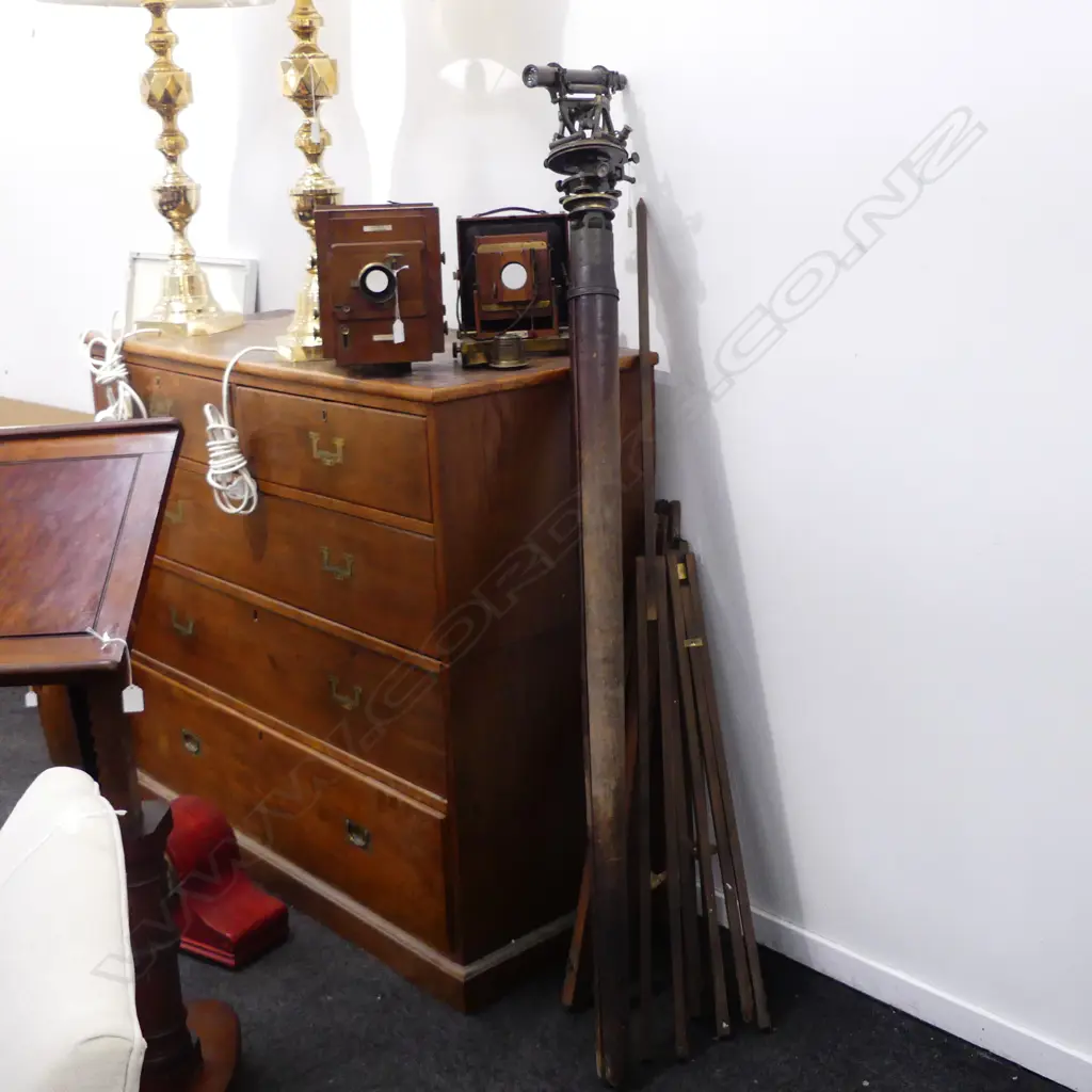 2 ANTIQUE CAMERAS; THORNTON PICKARD 'IMPERIAL' & J. LANCASTER B'HAM 'THE INTERNATIONAL' & + 6 TRIPOD LEGS Image 1++
