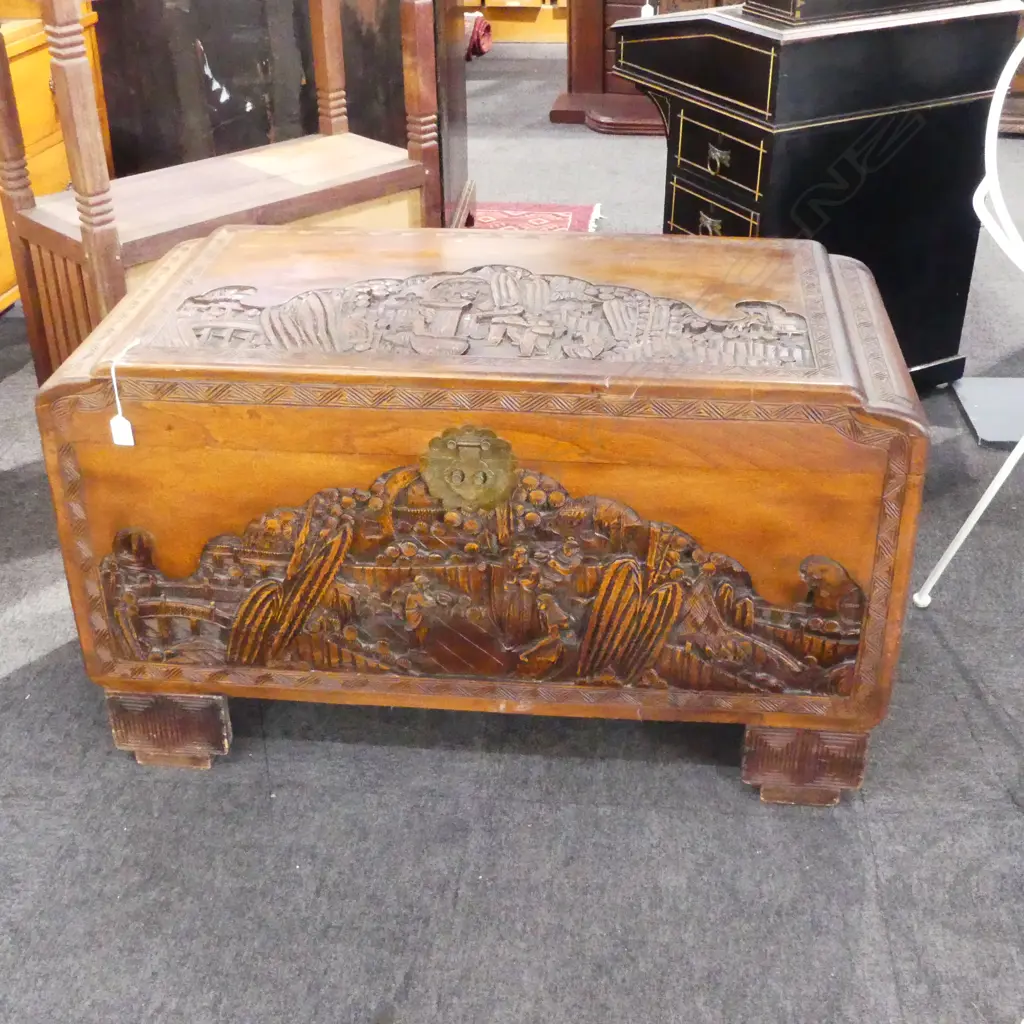 CARVED CAMPHOR CHEST 1020x510x590mm Image 1++