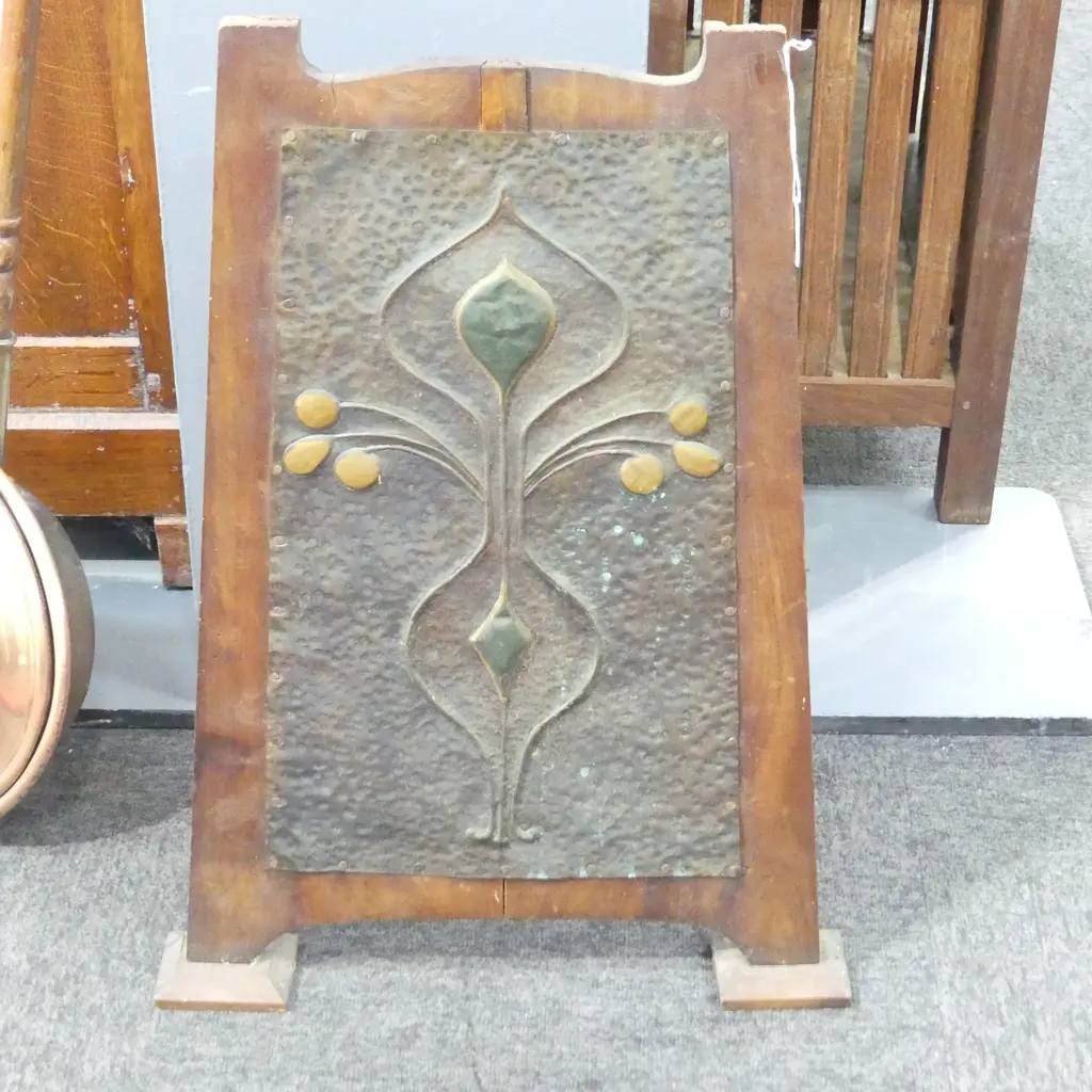 ARTS & CRAFTS FIRE SCREEN H.650mm W.450mm old borer sign Image 1++