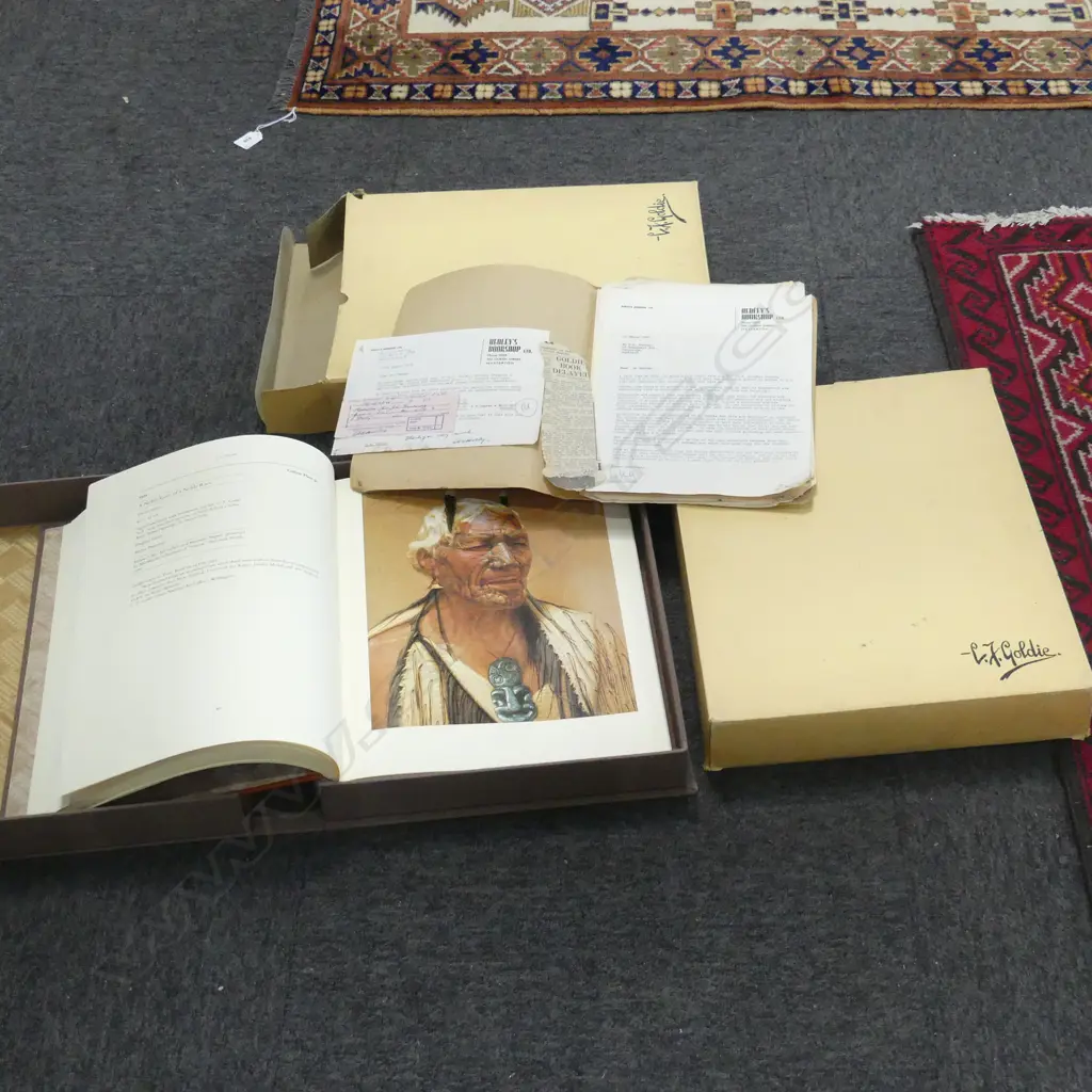 2 CASED GOLDIE BOOKS; 'HIS LIFE & PAINTING', 'DRAWINGS & CRITICISM' + FOLDER OF PUBLISHERS CORRESPONDENCE Image 1++