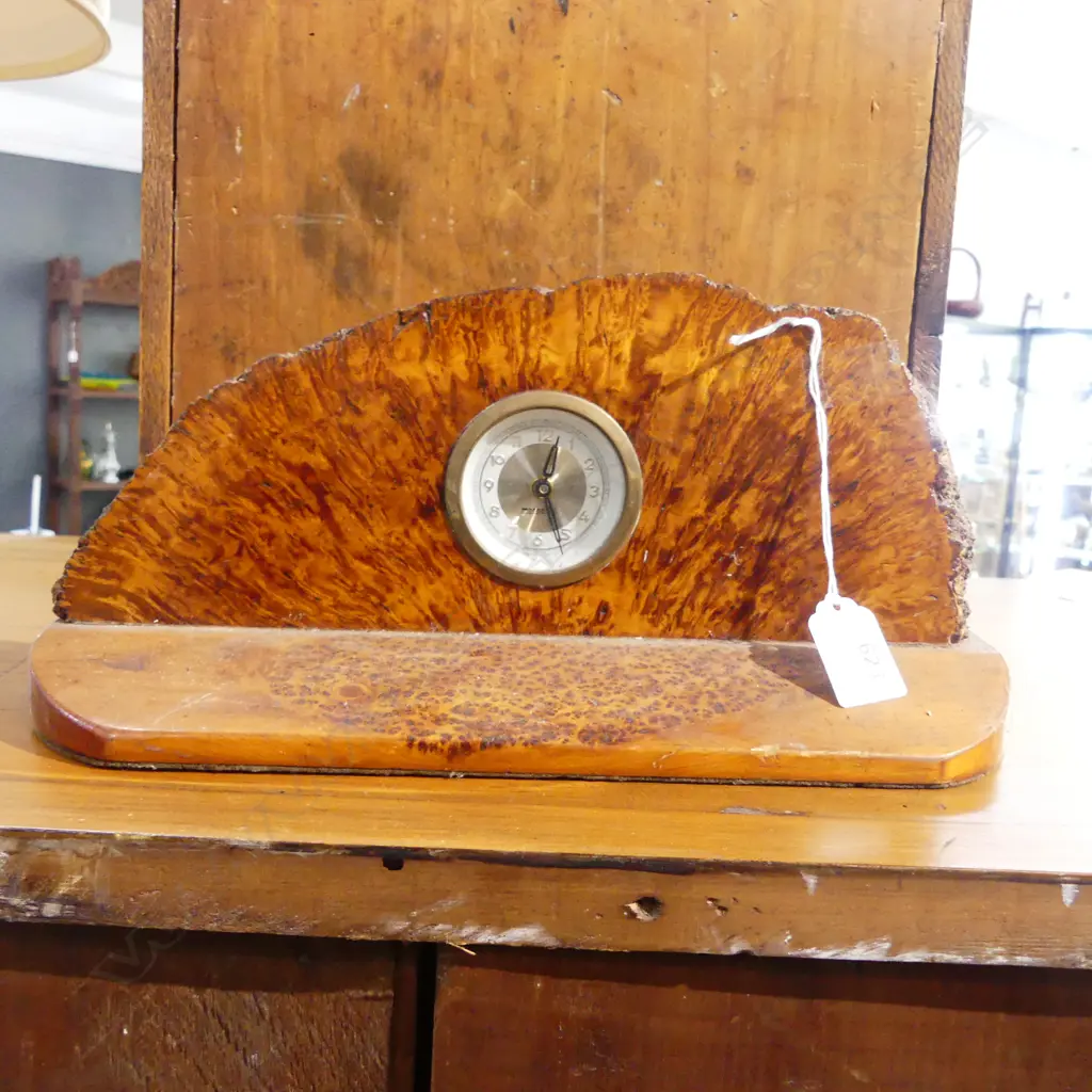 BURR TREEN MANTLE CLOCK W.310mm Image 1++