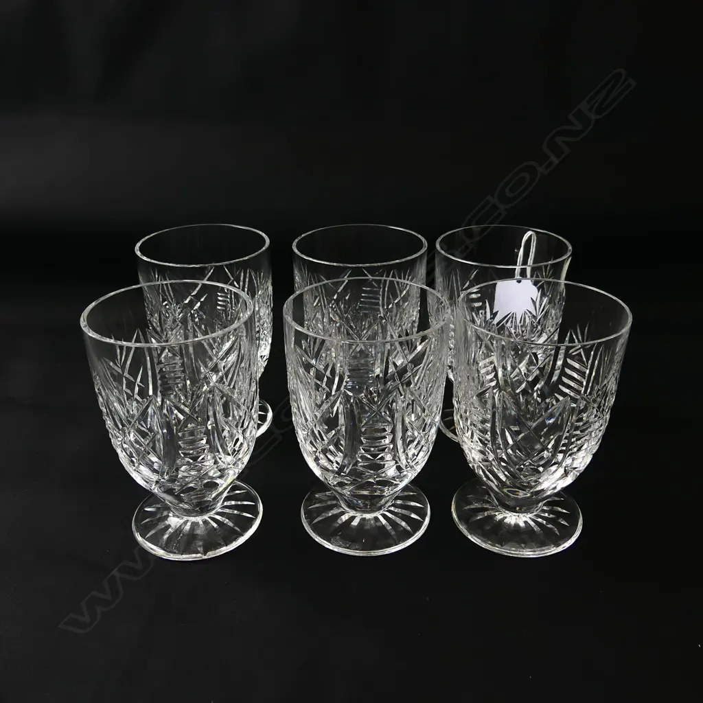 6 VINTAGE WATERFORD CUT CRYSTAL JUICE GLASSES ‘CLARE’ PATTERN, H.100MM Image 1++
