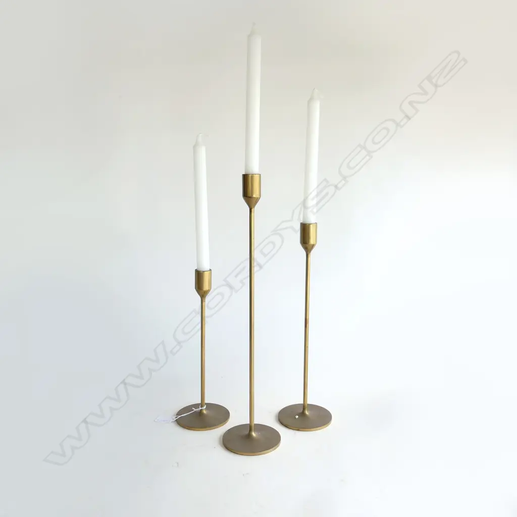 3 SKULTUNA POLISHED BRASS CANDLESTICKS H.450mm Image 1++