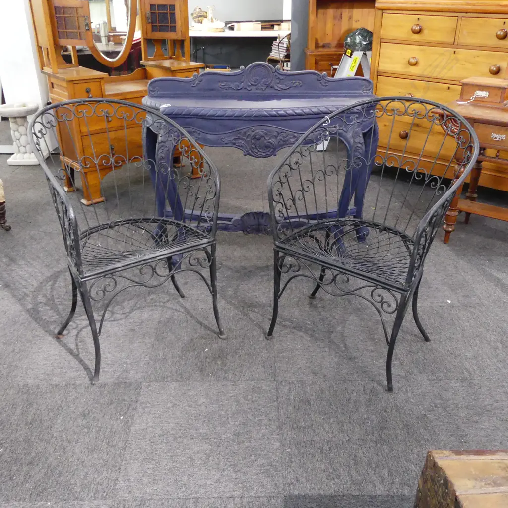PAIR OF FRENCH METAL GARDEN CHAIRS Image 1++