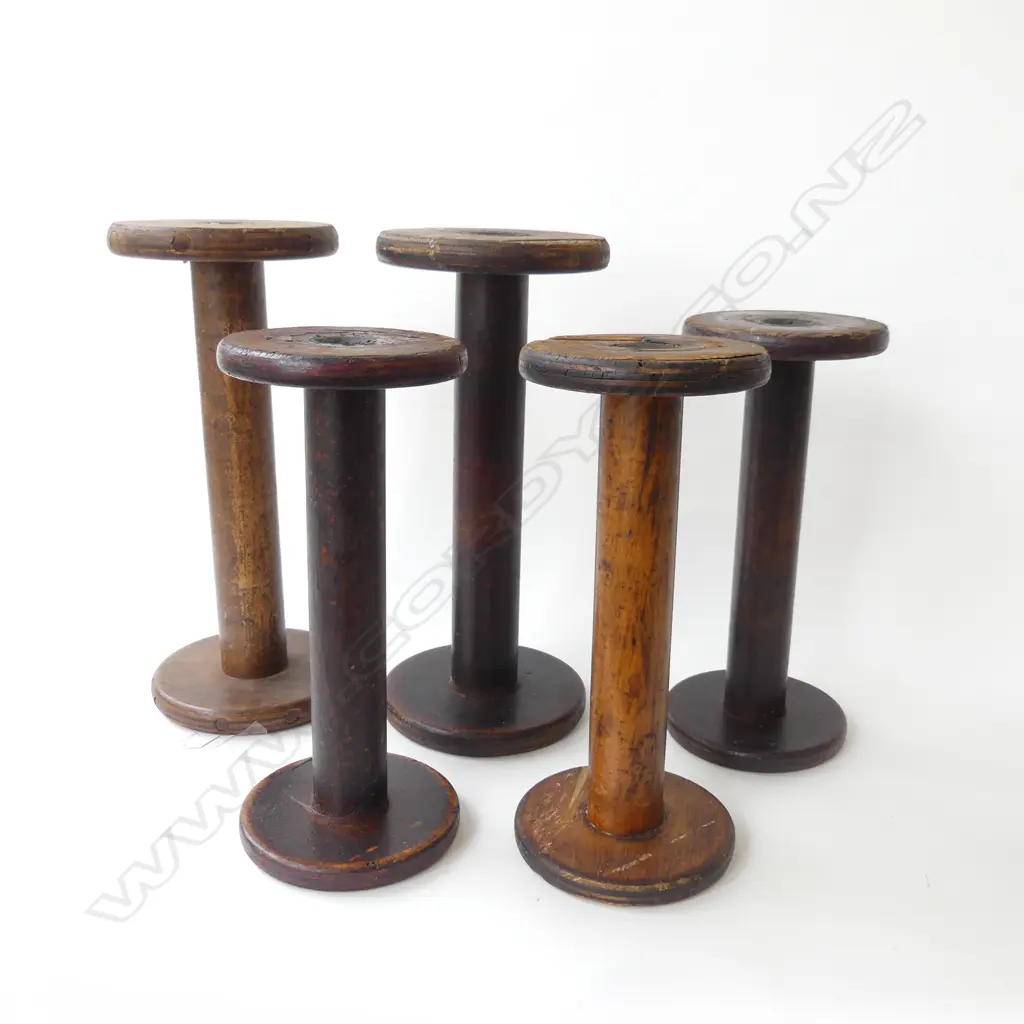 5 ANTIQUE WOODEN BOBBINS H.400mm Image 1++