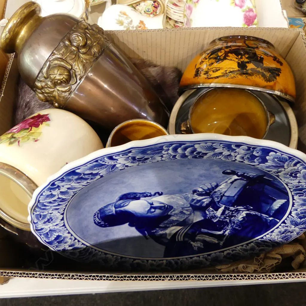 DELFT CHARGER, METAL VASE, FUR STOLE ETC Image 1++