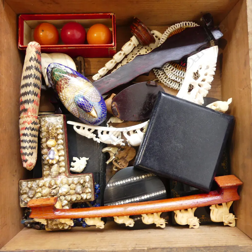 ASST. ORIENTAL ITEMS; IVORY ELEPHANTS, ETC Image 1++