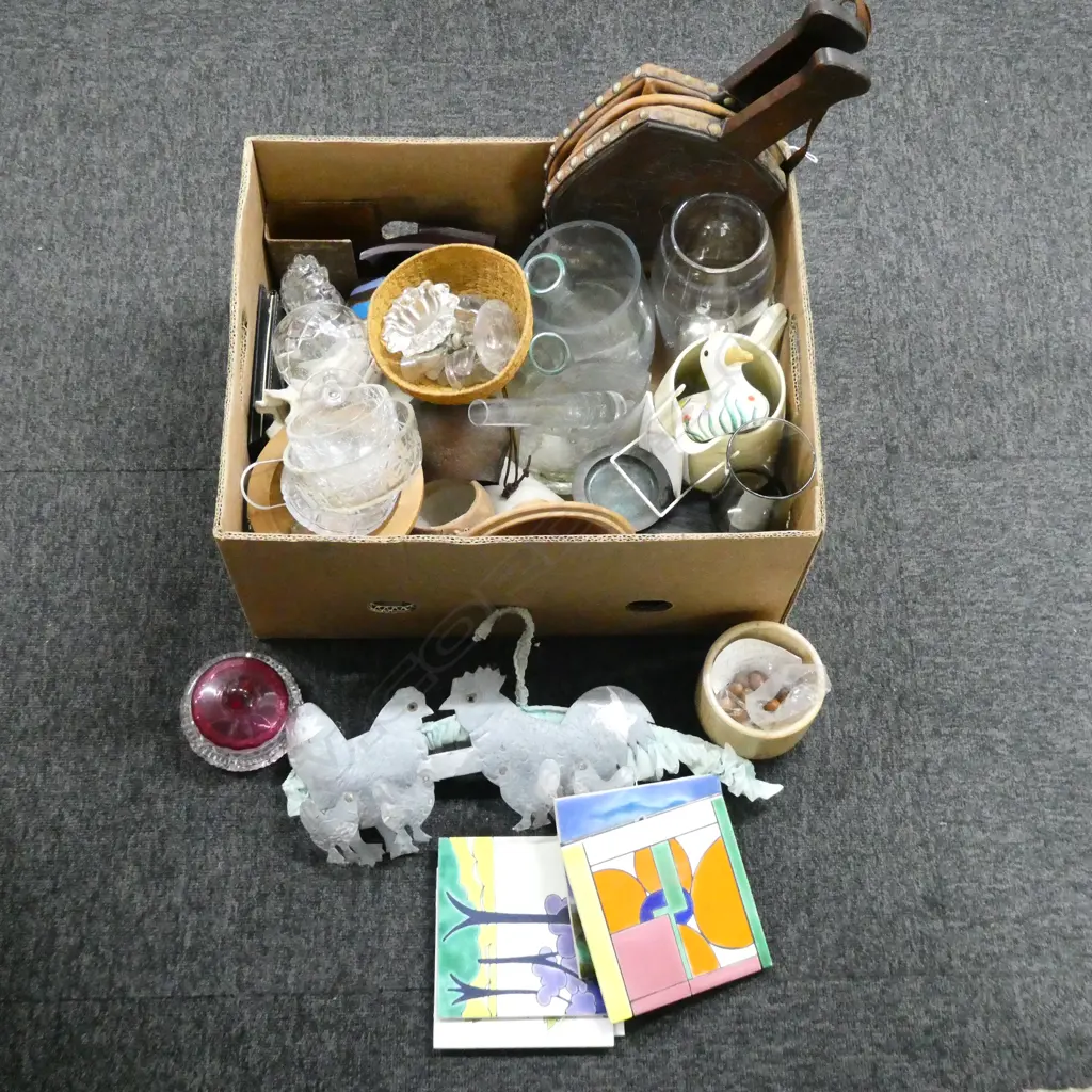 ROLLING PIN, BELLOWS, GLASS VASES ETC Image 1++