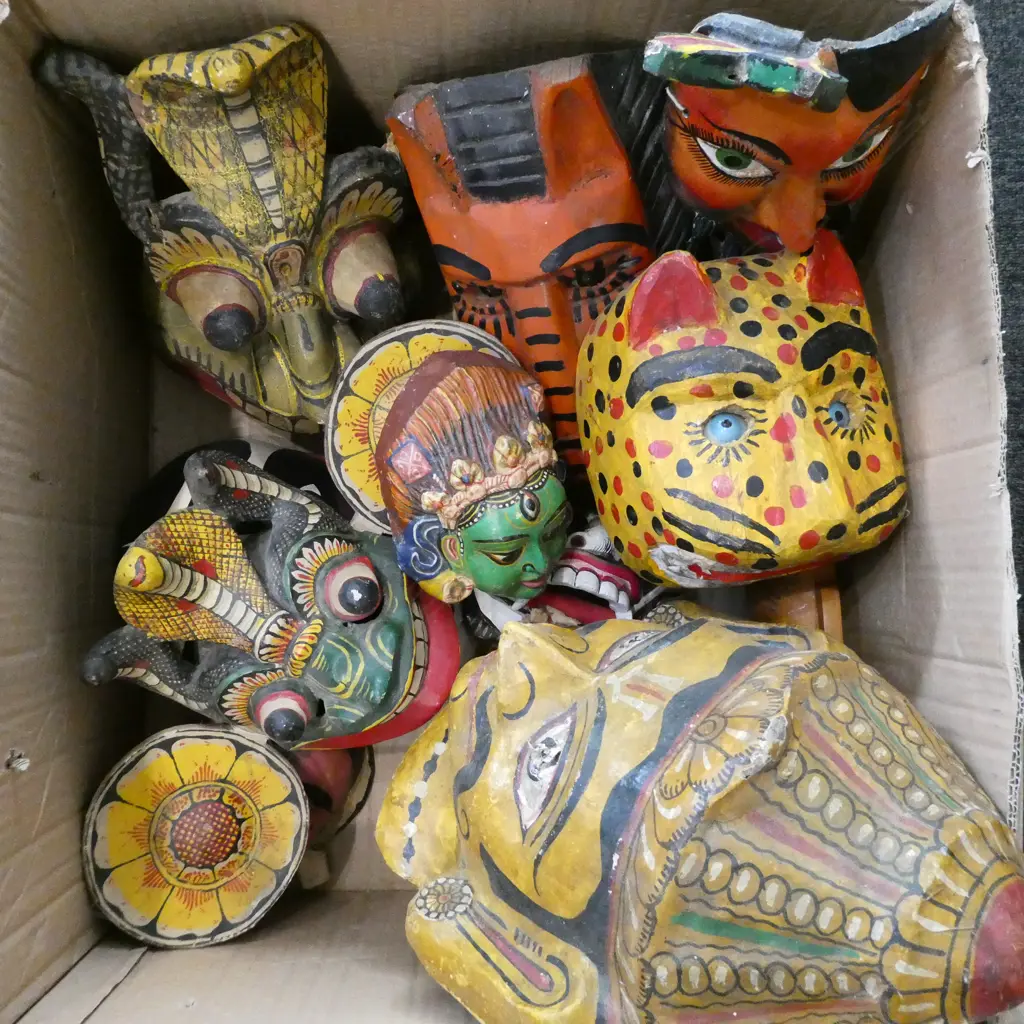 ASST. INDONESIAN MASKS; WOODEN & PAPIER MACHE Image 1++