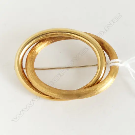 18CT GOLD BROOCH W.40mm, 8.1gms