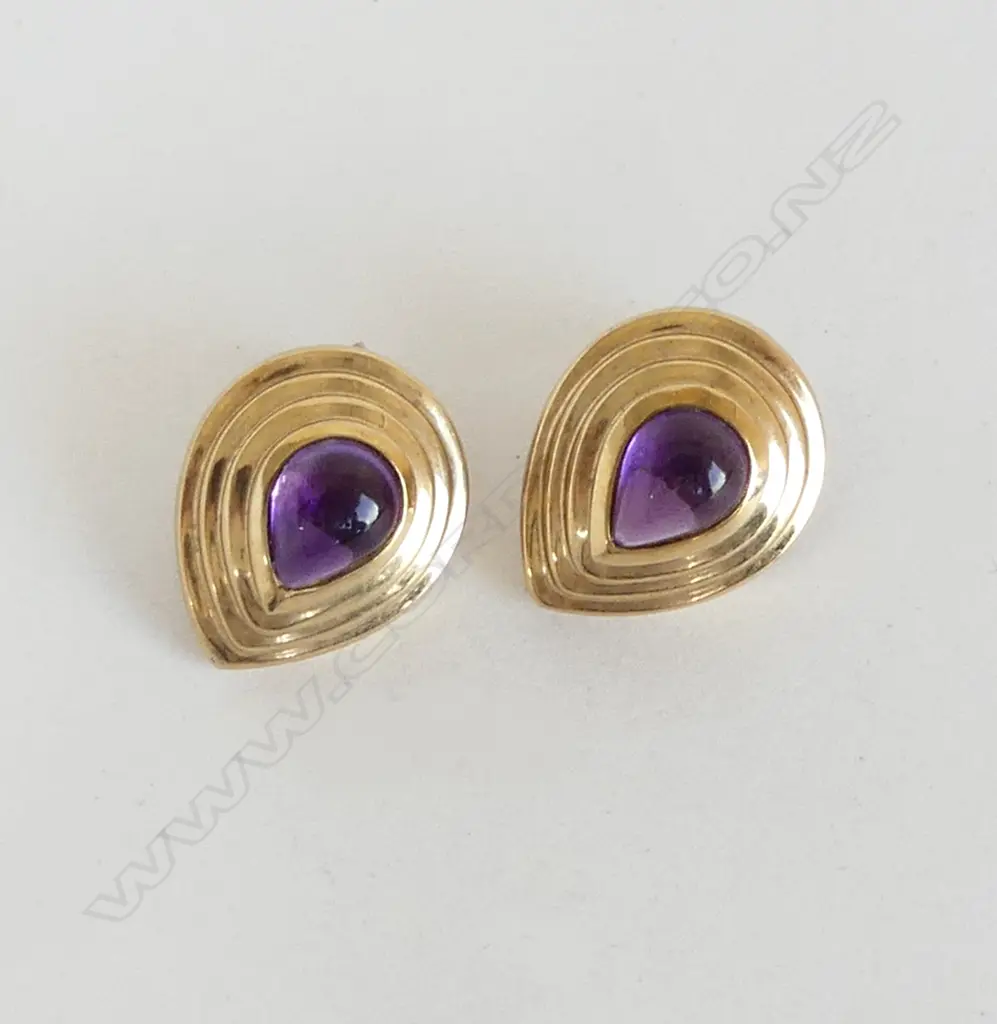 PR 9CT & PURPLE GEM EARRINGS, 6.1gms Image 1++