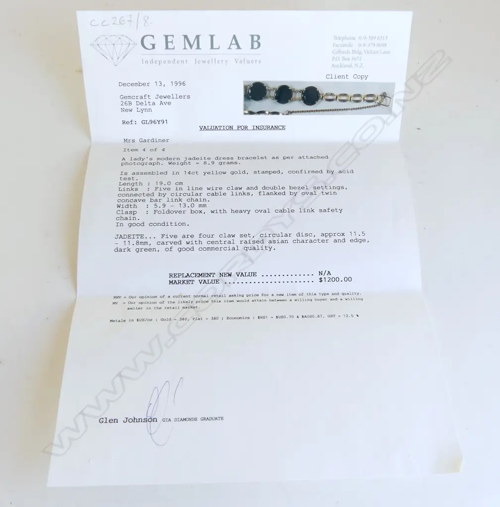 14CT ORIENTAL JADE BRACELET, 8.9gms Image 1++