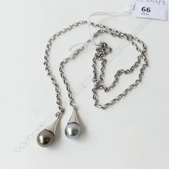 **RTV** STG SILVER BLACK PEARL SAUTOIR NECKLACE, L. 675mm 17.8gms