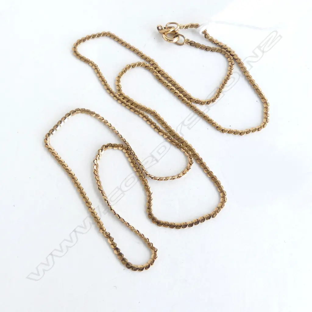 9ct FINE SNAKE CHAIN, L.480cm, 3.74gm Image 1++