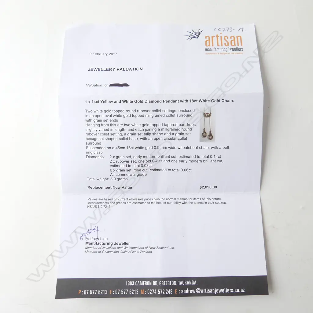 14CT YELLOW & WHITE GOLD DIAMOND PENDANT +18CT WHITE GOLD CHAIN 3.9gms + valuation $2890 Image 1++
