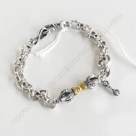 MODERN SILVER BELCHER LINK BRACELET 17.2gms Eagle's claw scepter large link