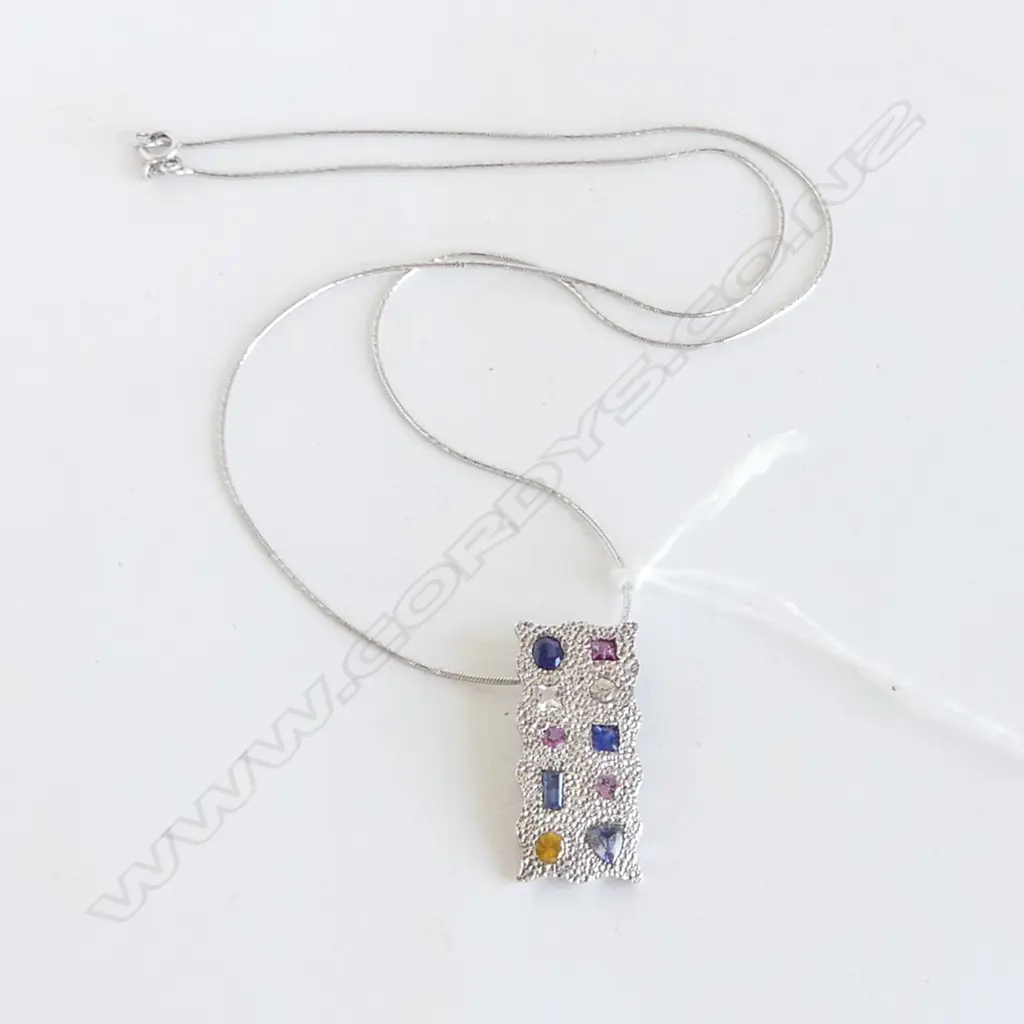 STG SILVER MULTI GEM PENDANT NECKLACE, 7.0gms Image 1++
