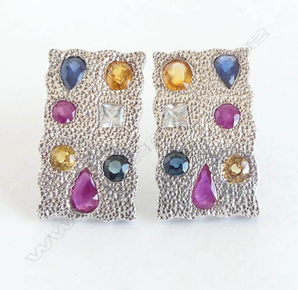PR STG SILVER MULTI GEM EARRINGS, 6gms Image 1++