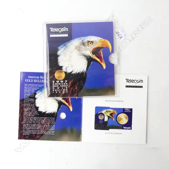 BOXED LIKE NEW TELECOM AMERICAN BALD EAGLE GOLD BULLION ISSUE PHONECARD 1997
