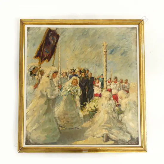 SIGNED OIL ON CANVAS 750x715mm