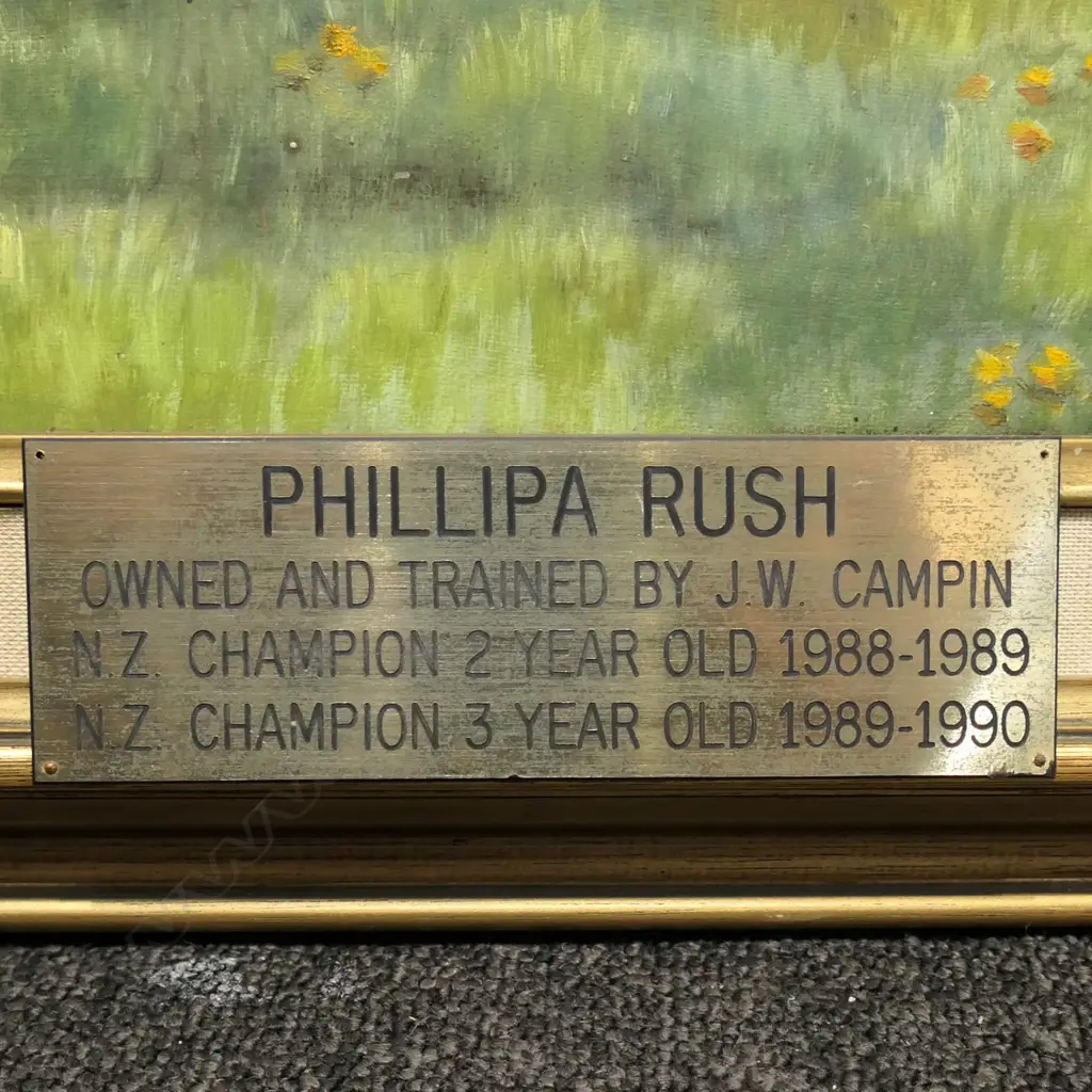 LYNNLEY A. DRIVER 'PHILLIPA RUSH' (RACE HORSE), ACRYLIC ON BOARD, 635x735mm Image 1++