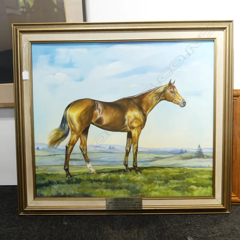 LYNNLEY A. DRIVER 'PHILLIPA RUSH' (RACE HORSE), ACRYLIC ON BOARD, 635x735mm Image 1++