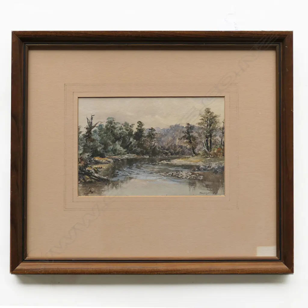 WG BAKER 'MANGAWHAI', SMALL WATERCOLOUR, ENTITLED, 115 x 170mm, FRAMED (GLASS ABSENT) Image 1++