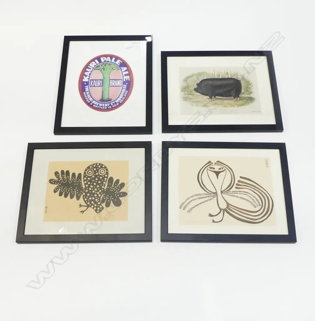 4 PRINTS; KAURI PALE ALE 230x185, BLACK PIG, 2 ABSTRACT Image 1++
