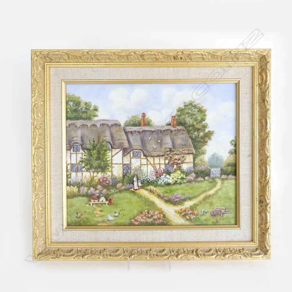 B MARR, COTTAGE SCENE, OIL ON BOARD, SIGNED, 250 x 290mm Image 1++
