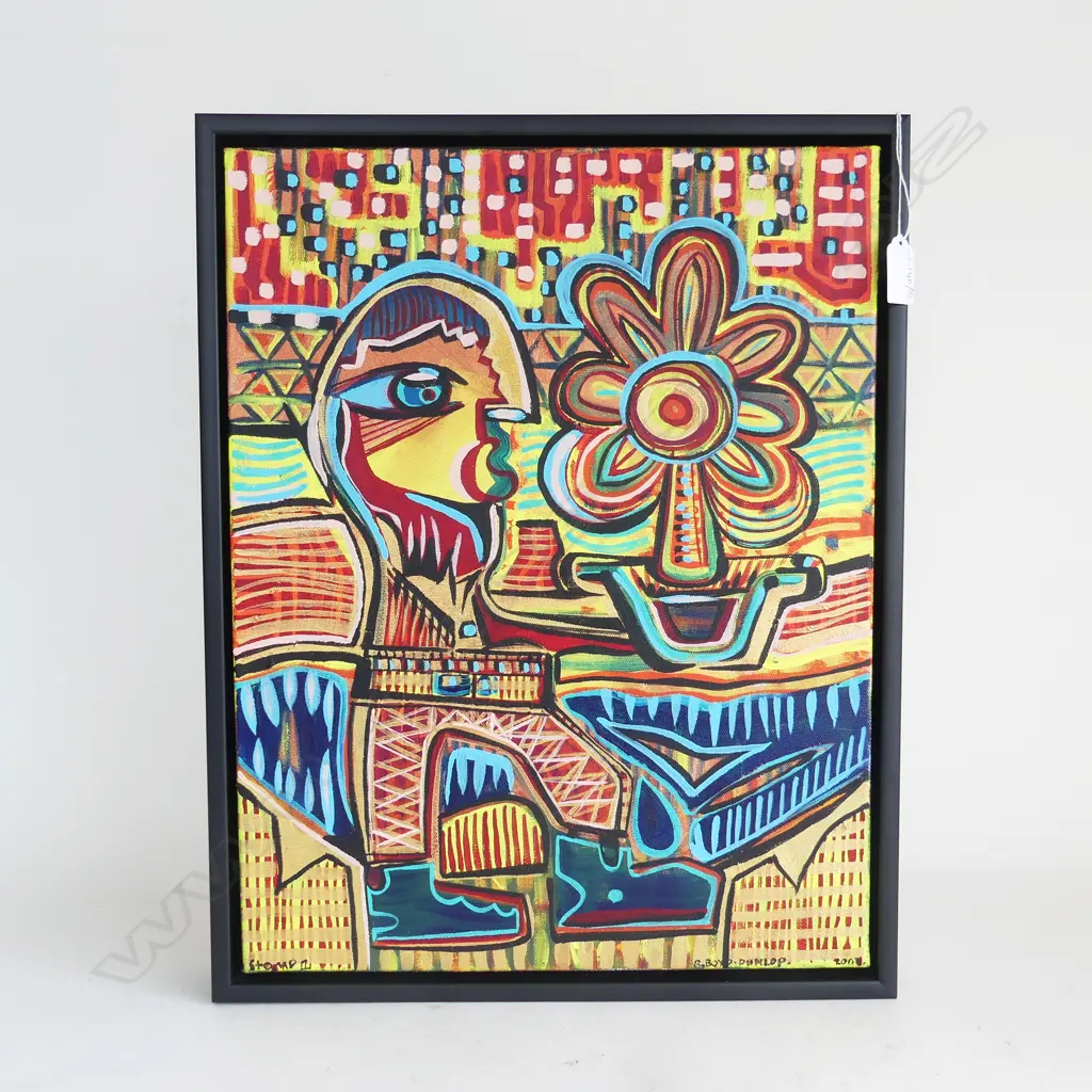 RICHARD BOYD-DUNLOP (NZ b.1973) 'STOMP 1' ACRYLIC ON CANVAS, 2002 455x355mm Image 1++