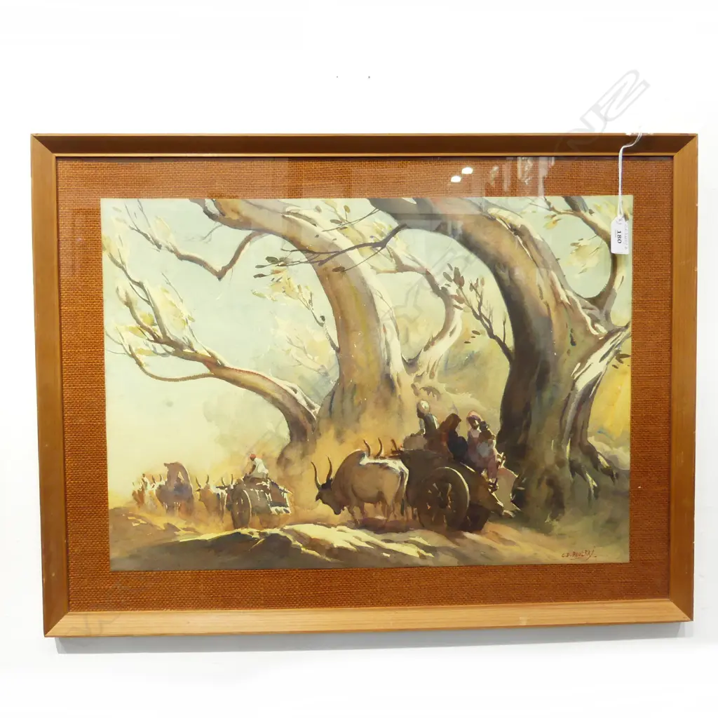 W/C INDIAN BULLOCK WAGONS SIGNED G D PAULRAJ H480 L620MM Image 1++