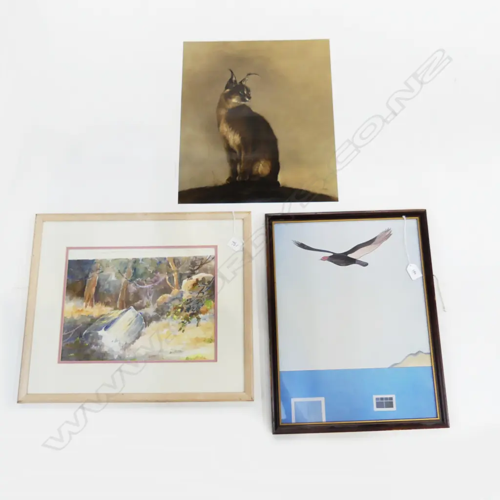 3 ARTWORKS; C. CHEYNE LYNX PRINT UNFRAMED, WC 250x340mm, OTHER  Image 1++