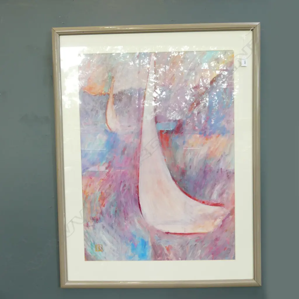 SIMON PAYTON, UNTITLED (ABSTRACT YACHT), ACRYLIC ON PAPER 785x575mm Image 1++