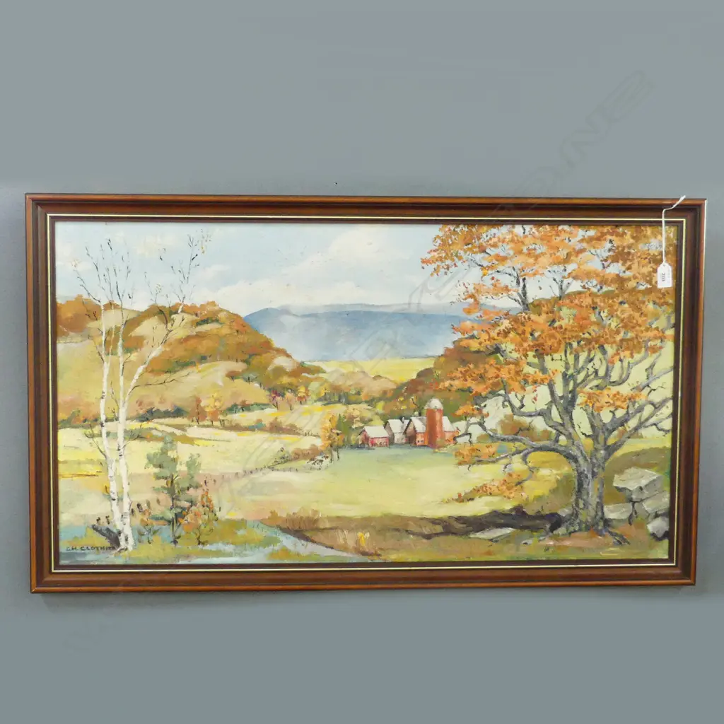 S.H. CLOTHIER OIL ON CANVAS COUNTRY SCENE 500 x 910mm Image 1++