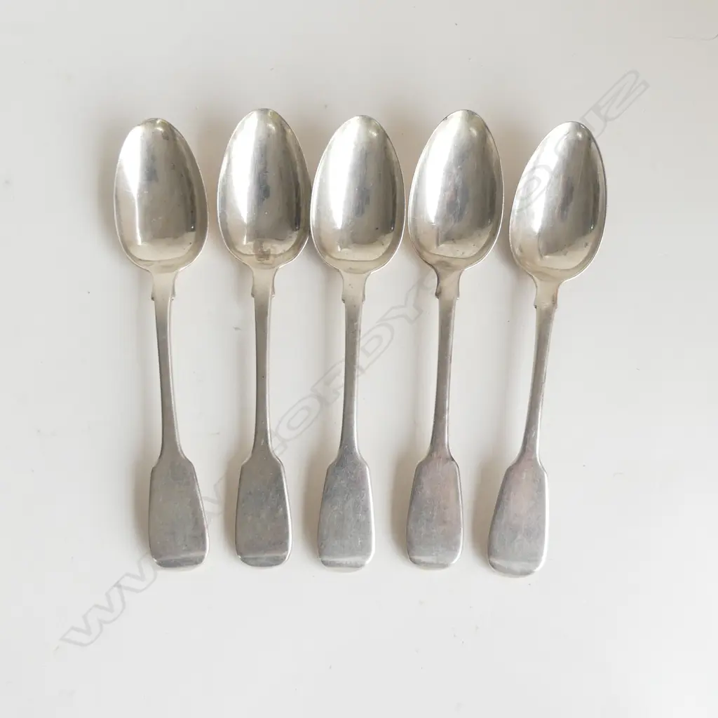 5 S/SILVER GEO DESSERT SPOONS 225GMS Image 1++