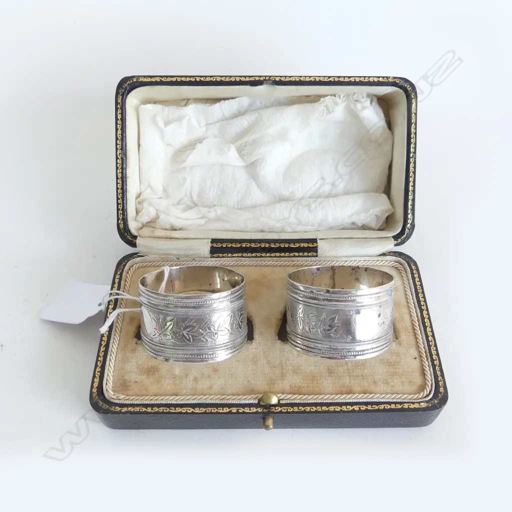 CASED  S/SILVER NAPKIN RINGS  VICT 48GMS Image 1++