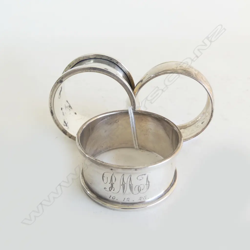3 S/SILVER NAPKIN RINGS 43GMS Image 1++