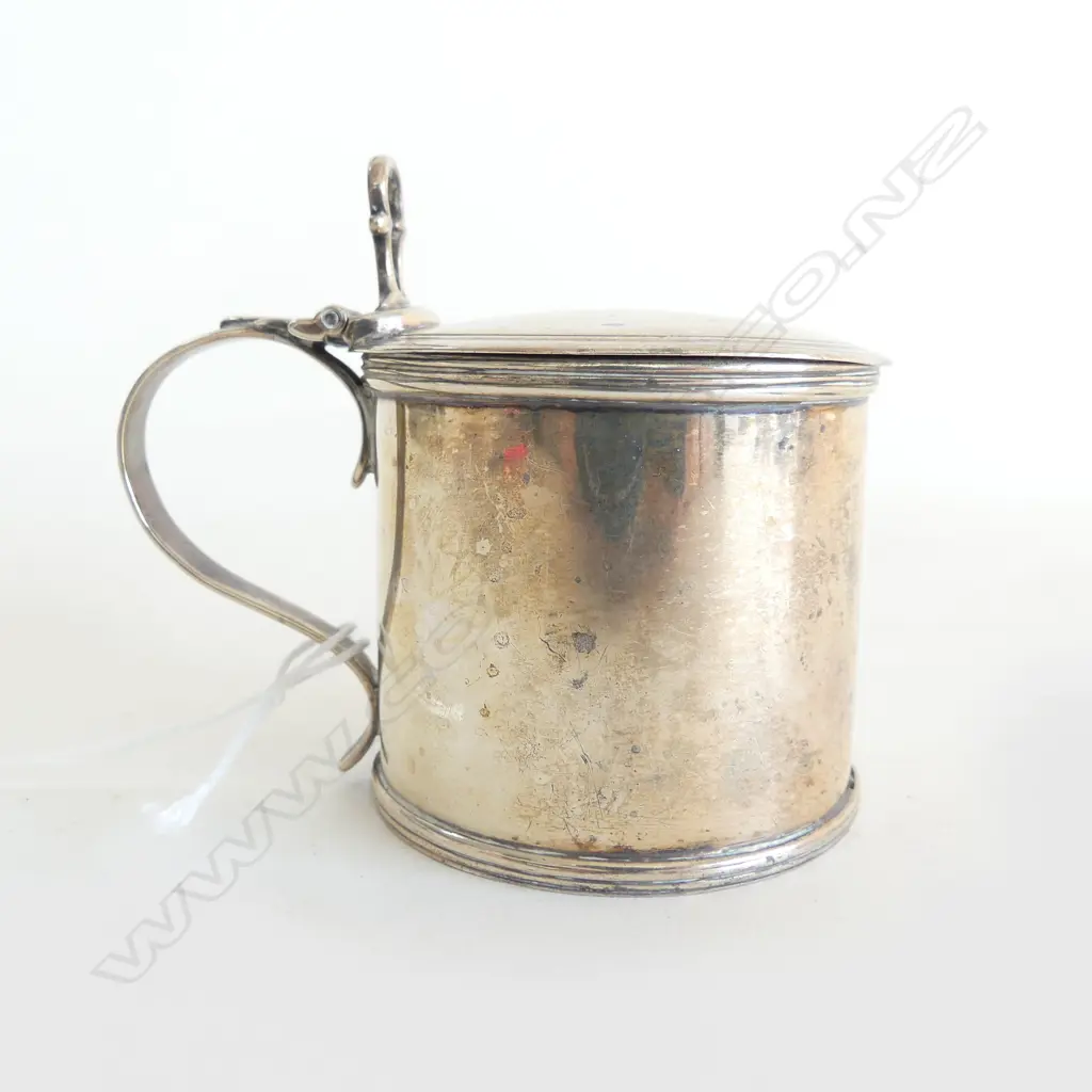 GEO S/SILVER GLASS LINED MUSTARD POT SILVER WEIGHT 101GMS Image 1++