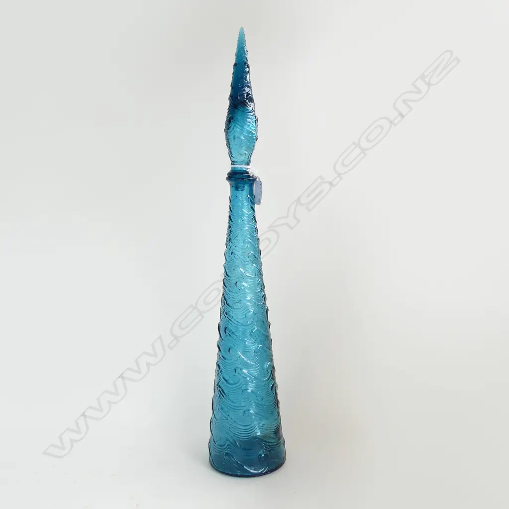 VINTAGE GENIE BOTTLE 1960s EMPOLI PEACOCK BLUE, H.570mm Image 1++