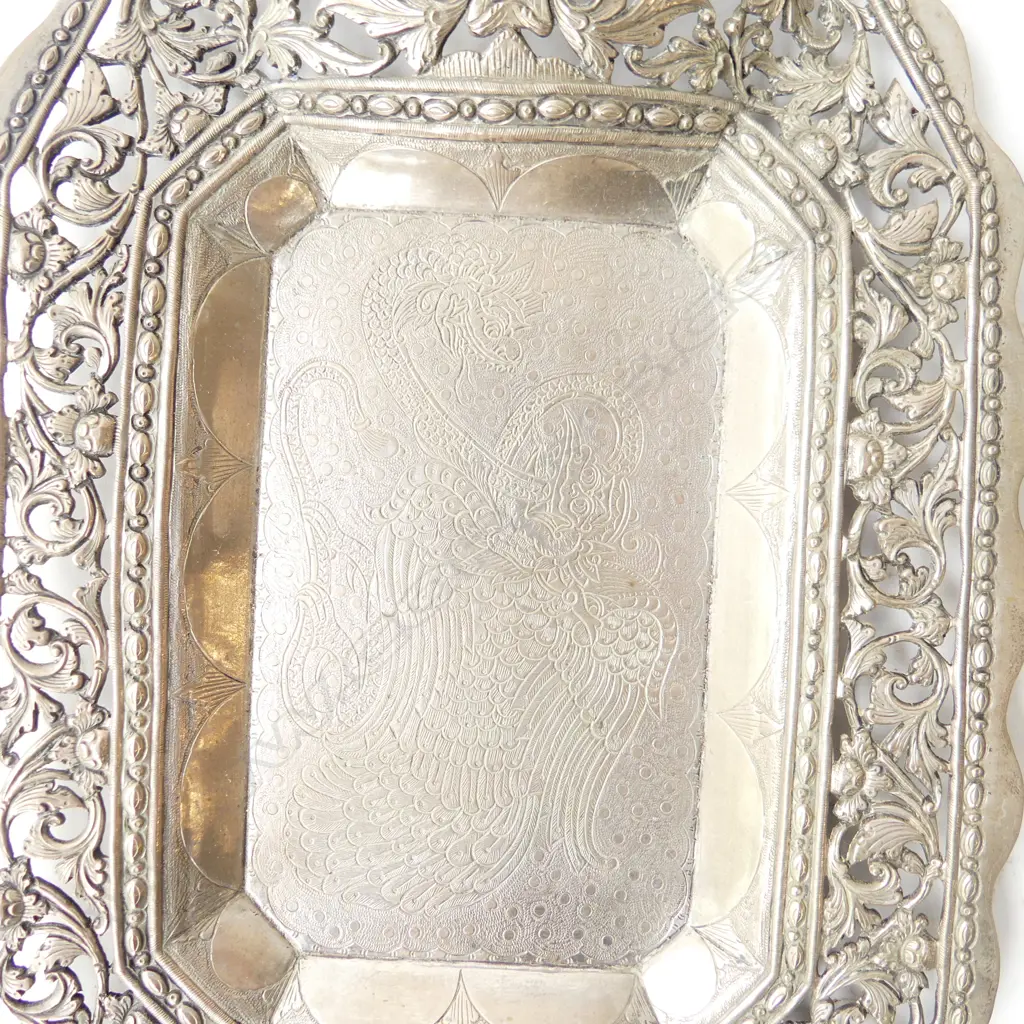 INDONESIAN SILVER DISH, 155x255mm, 155gms Image 1++