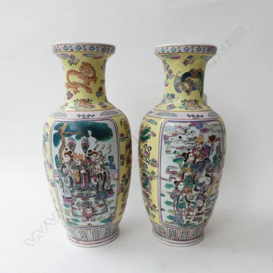 PR CHINESE FAMILLE JAUNE VASES H.380mm