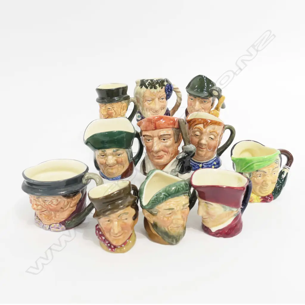11 ROYAL DOULTON MINIATURE CHARACTER JUGS H.65mm Image 1++